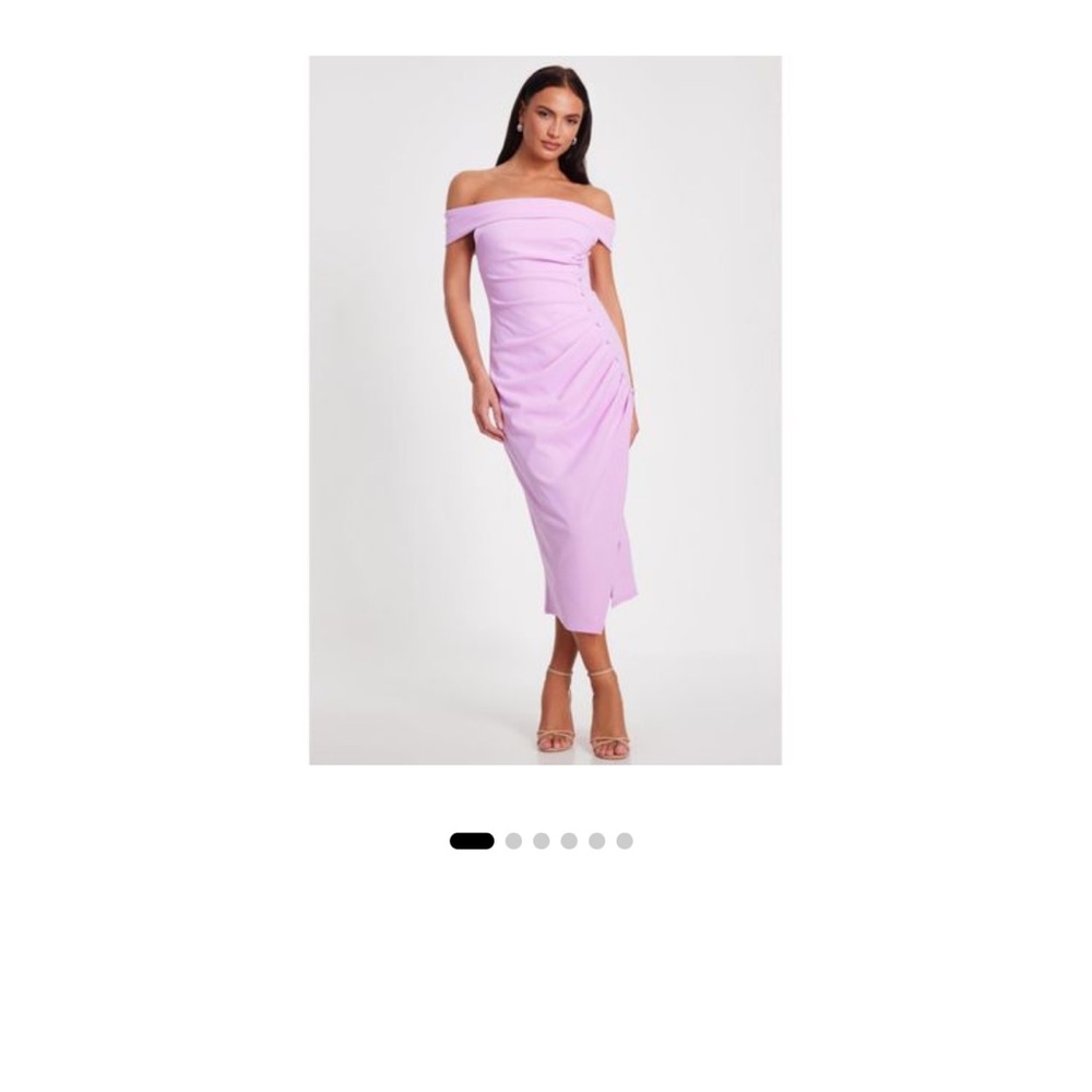 Off-the-Shoulder Lavender Strapless Midi Dress by